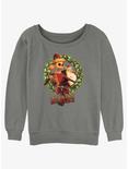 Disney The Nightmare Before Christmas Peace On Earth Jack & Santa Wreath Girls Slouchy Sweatshirt, GRAY HTR, hi-res