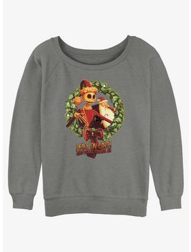 Disney The Nightmare Before Christmas Santa Jack Peace On Earth Wreath Girls Slouchy Sweatshirt, , hi-res