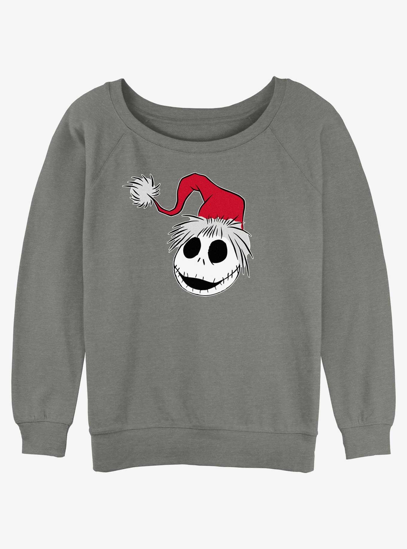 Disney The Nightmare Before Christmas Santa Hat Jack Girls Slouchy Sweatshirt, GRAY HTR, hi-res