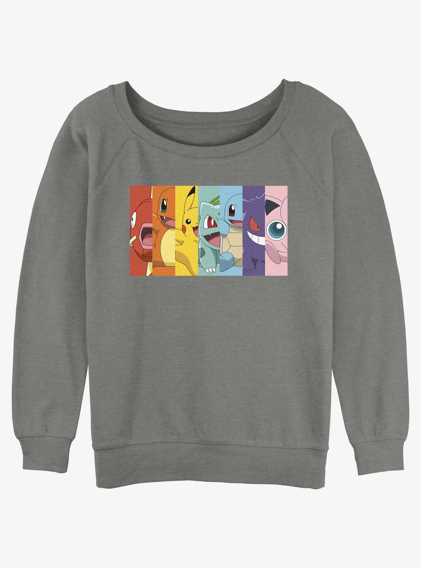 Pokemon Rainbow Pokemon Girls Slouchy Sweatshirt, GRAY HTR, hi-res