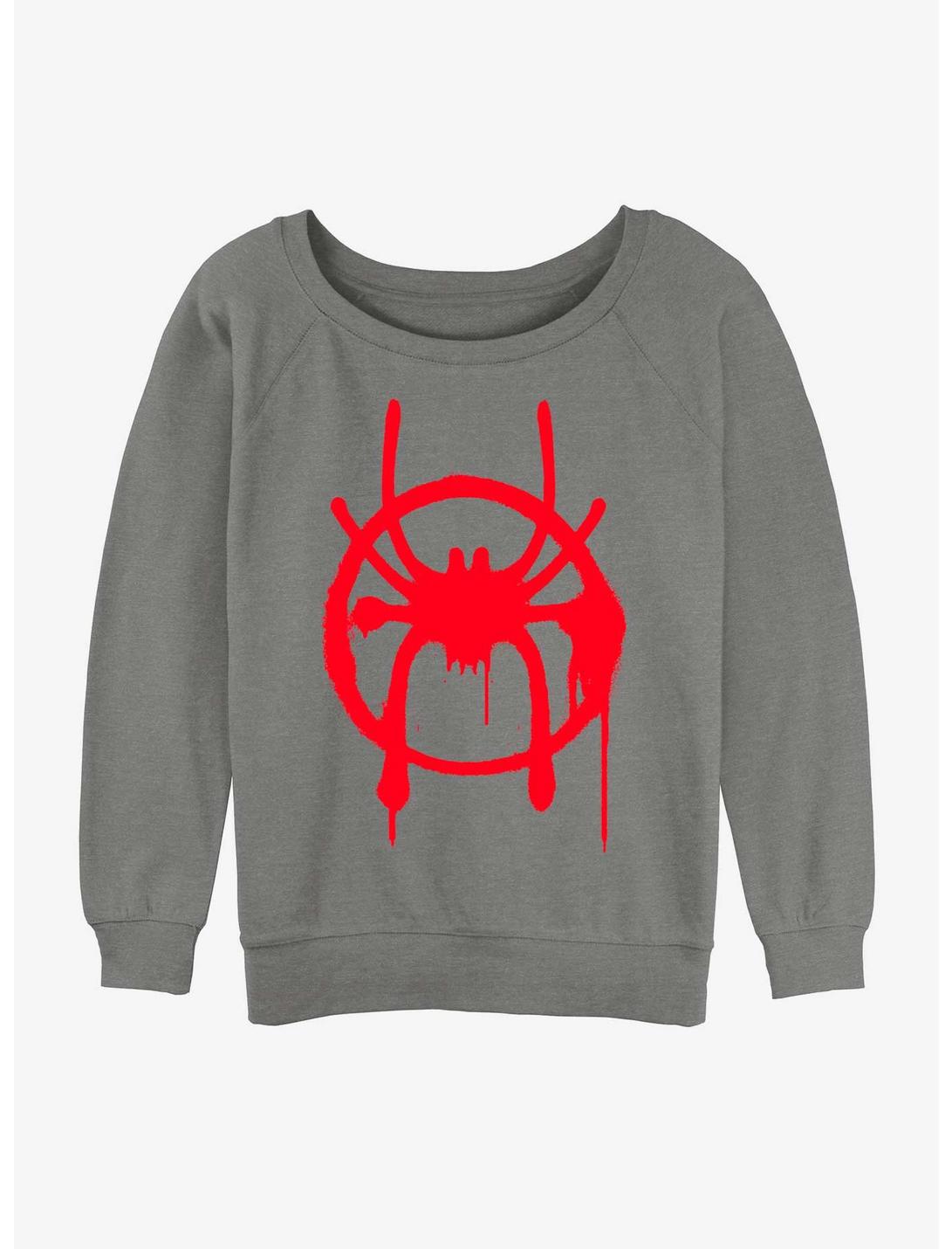 Marvel Spider-Man Miles Morales Symbol Girls Slouchy Sweatshirt, GRAY HTR, hi-res