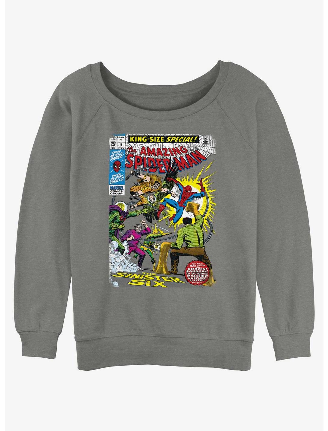 Marvel Spider-Man Sinister Six Comic Girls Slouchy Sweatshirt, GRAY HTR, hi-res