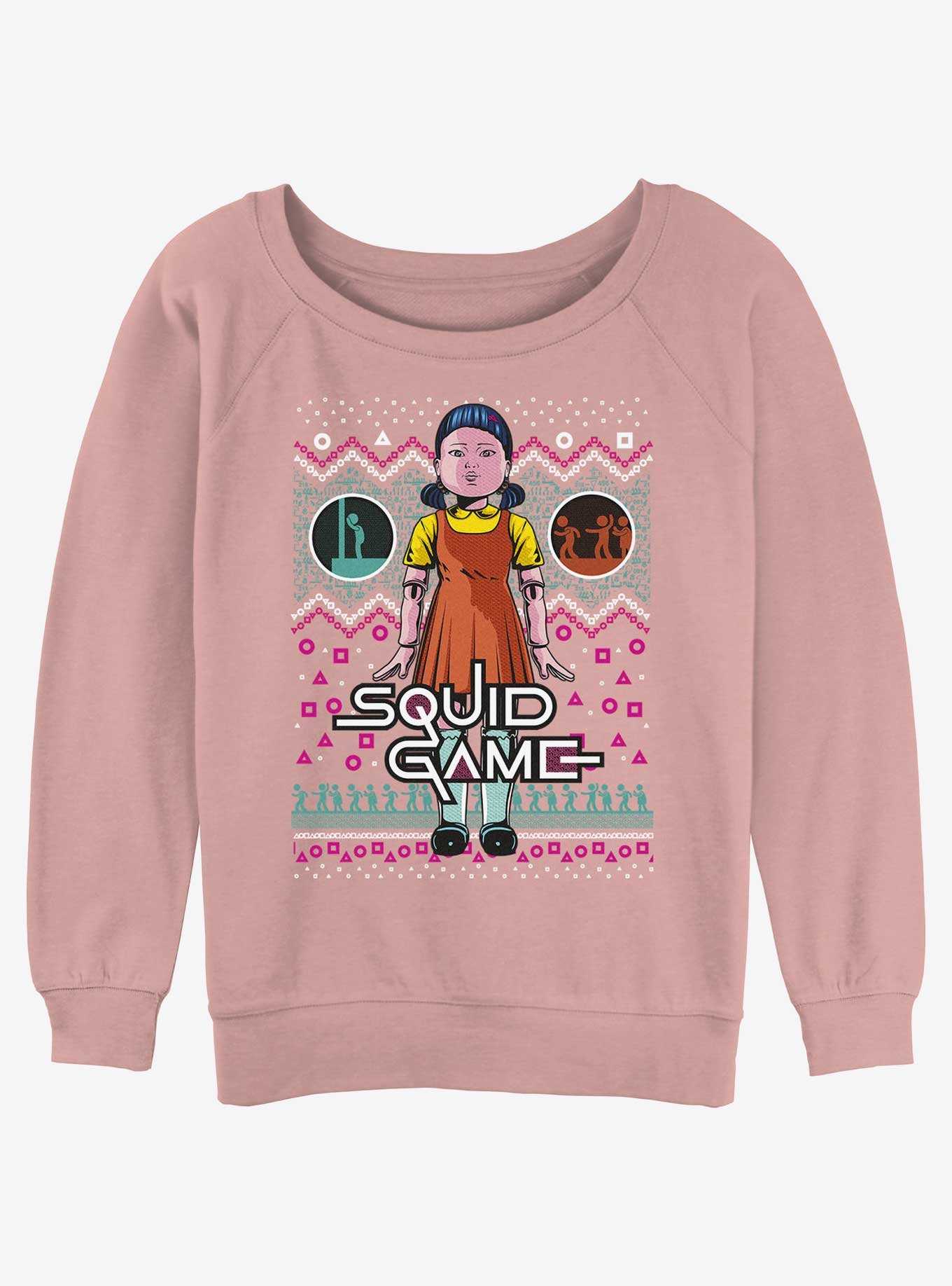 Squid Game Red Light, Green Light Ugly Christmas Girls Slouchy Sweatshirt, , hi-res
