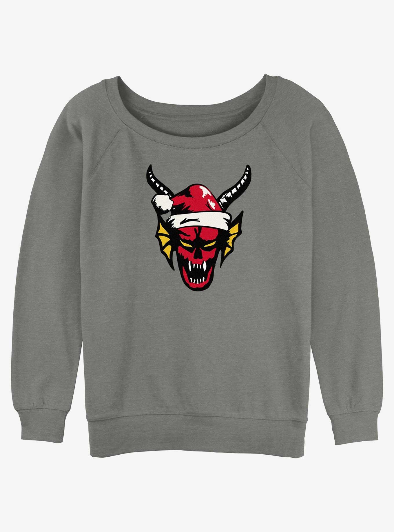 Stranger Things Hellfire Christmas Club Girls Slouchy Sweatshirt, GRAY HTR, hi-res