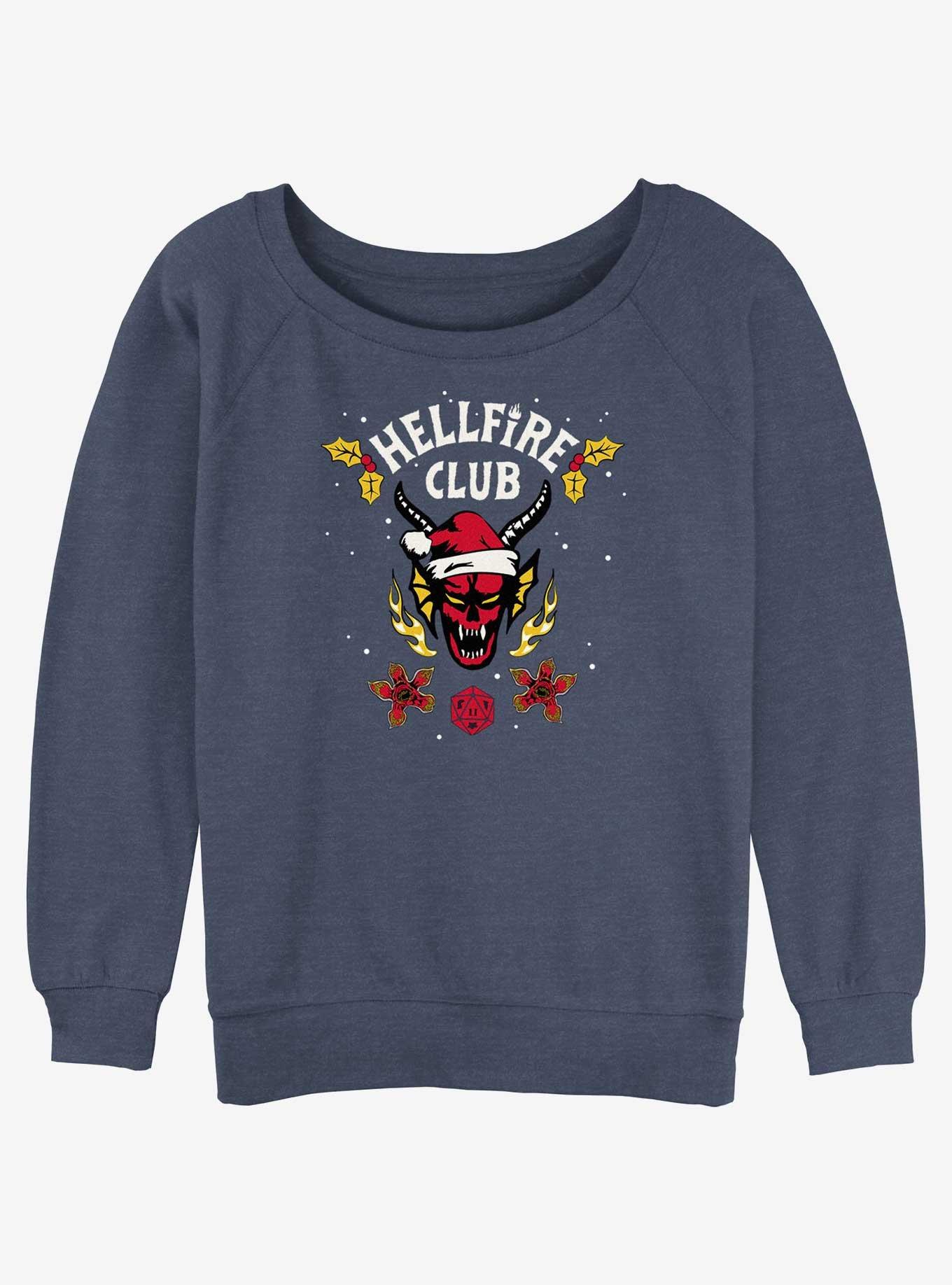 Stranger Things A Hellfire Holiday Girls Slouchy Sweatshirt, BLUEHTR, hi-res