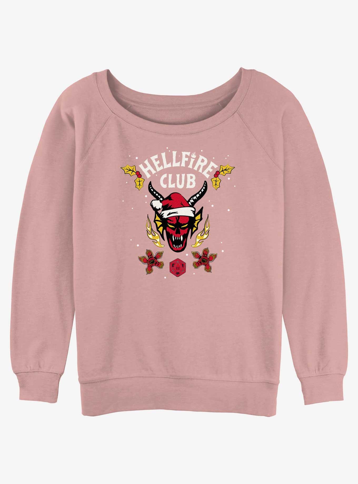 Stranger Things A Hellfire Holiday Girls Slouchy Sweatshirt, DESERTPNK, hi-res