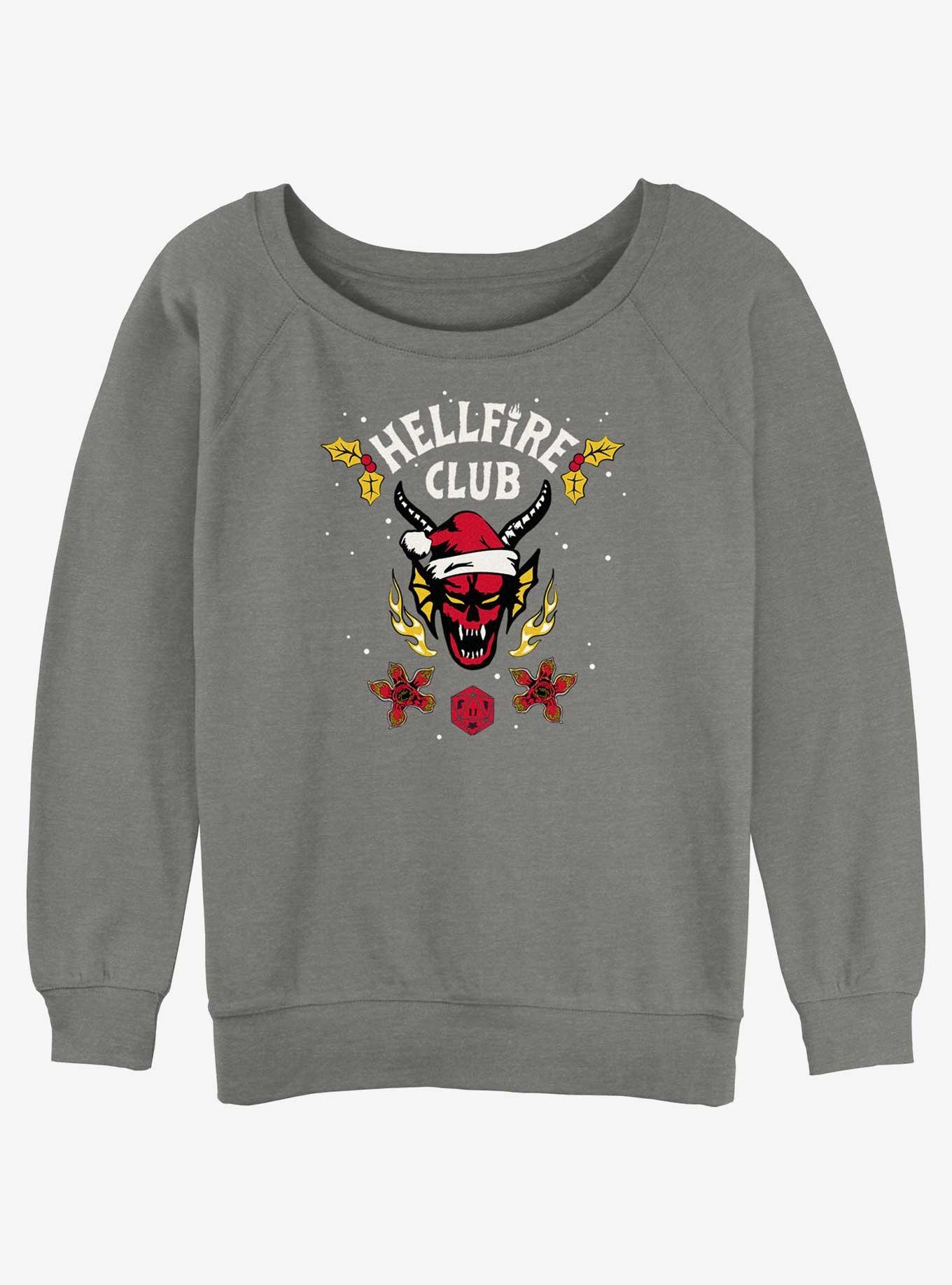Stranger Things A Hellfire Holiday Girls Slouchy Sweatshirt, GRAY HTR, hi-res