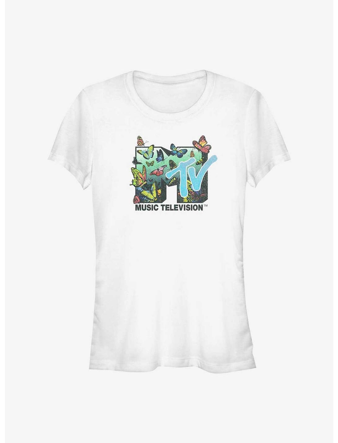 MTV Butterflies Logo Girls T-Shirt, WHITE, hi-res