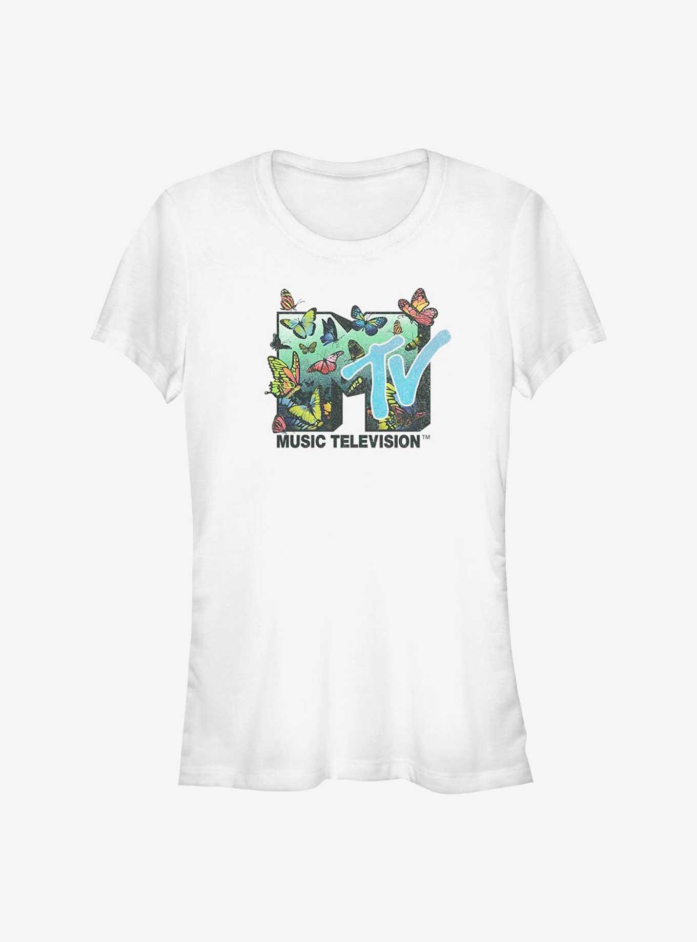 MTV Butterflies Logo Girls T-Shirt, WHITE, hi-res