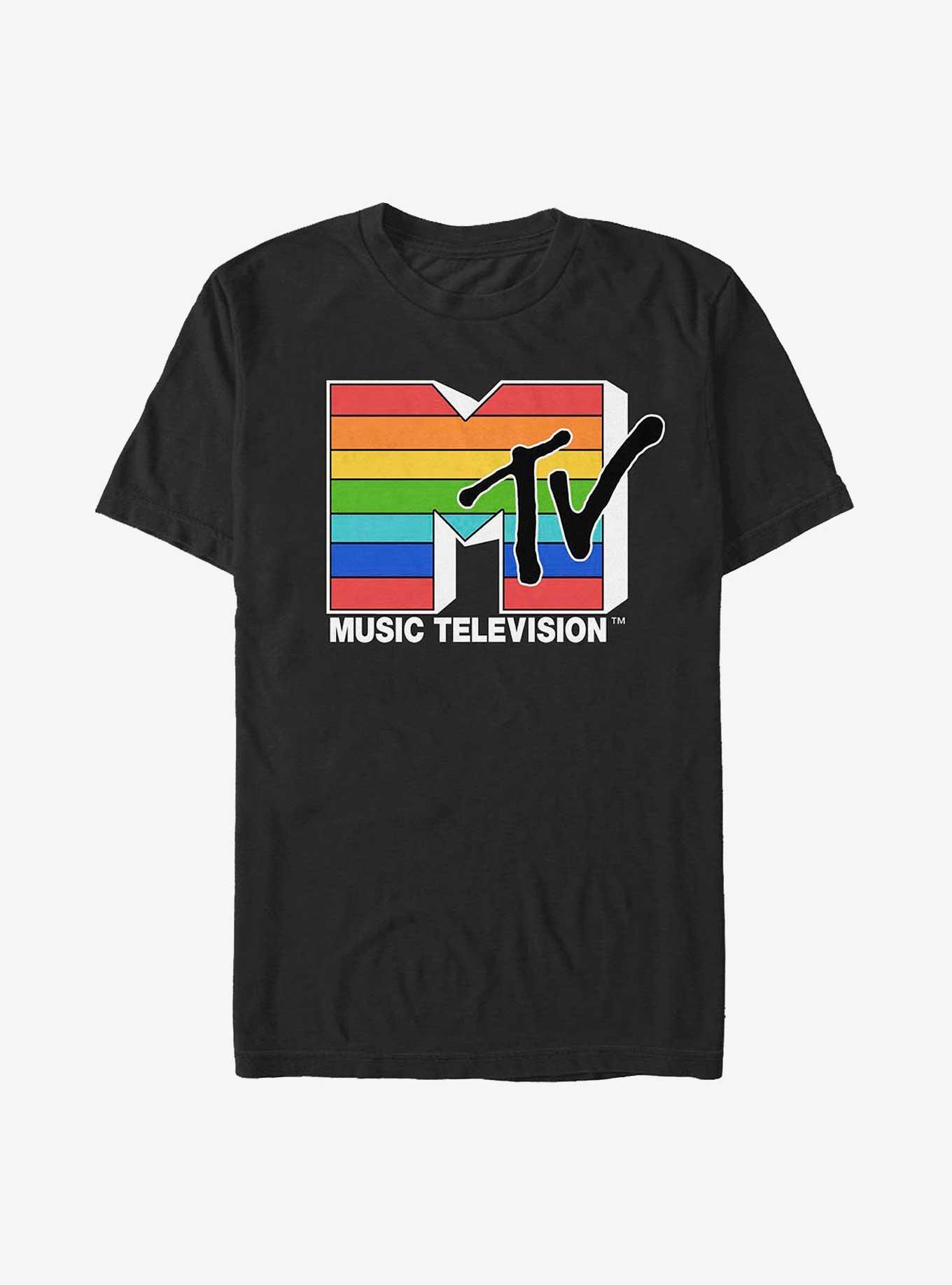 MTV Rainbow Logo T-Shirt, BLACK, hi-res