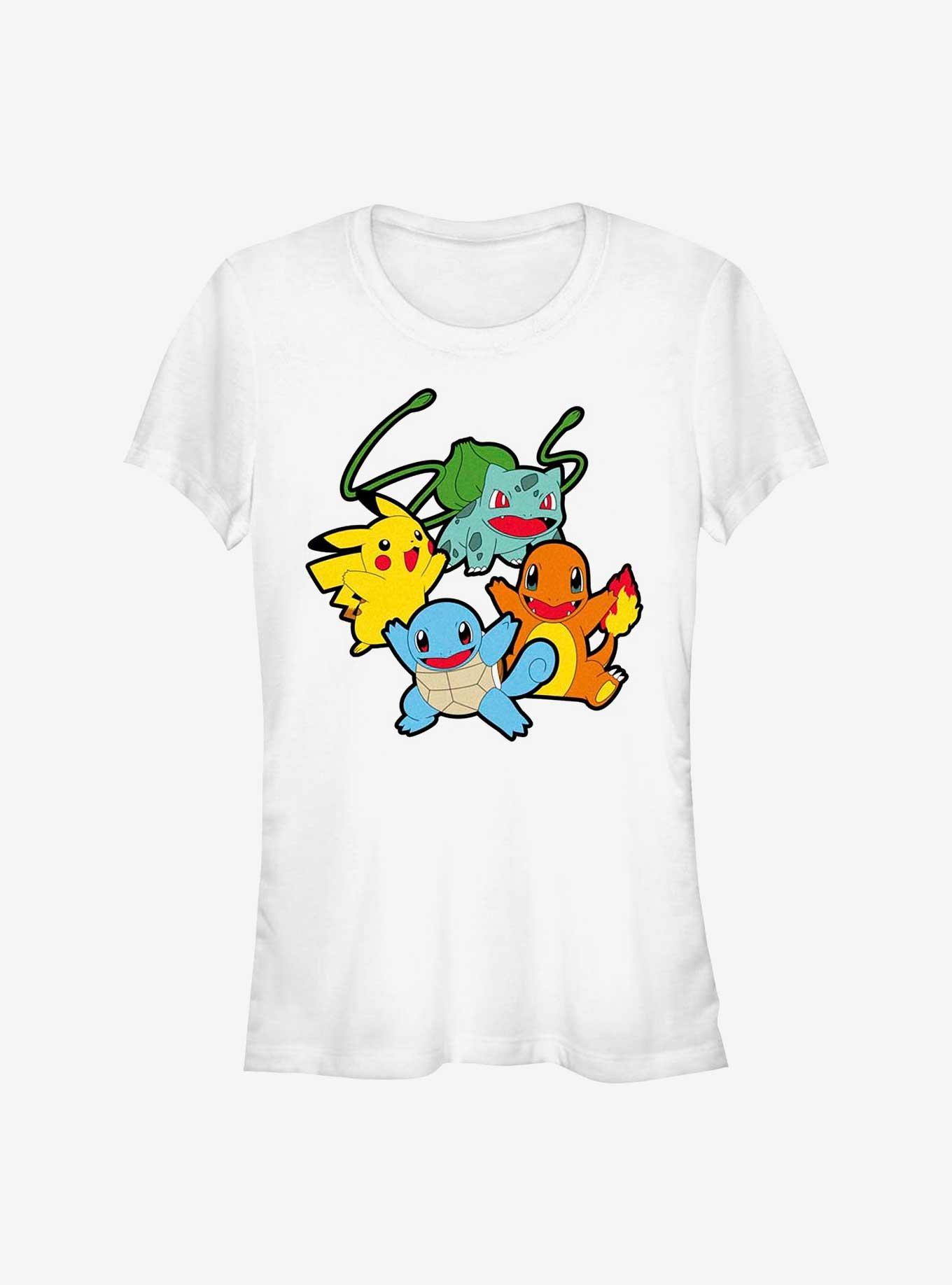 Kompliment Udrydde Faciliteter Pokemon Classic Group Bulbasaur, Pikachu, Charmander, and Squirtle Girls T- Shirt - WHITE | Hot Topic