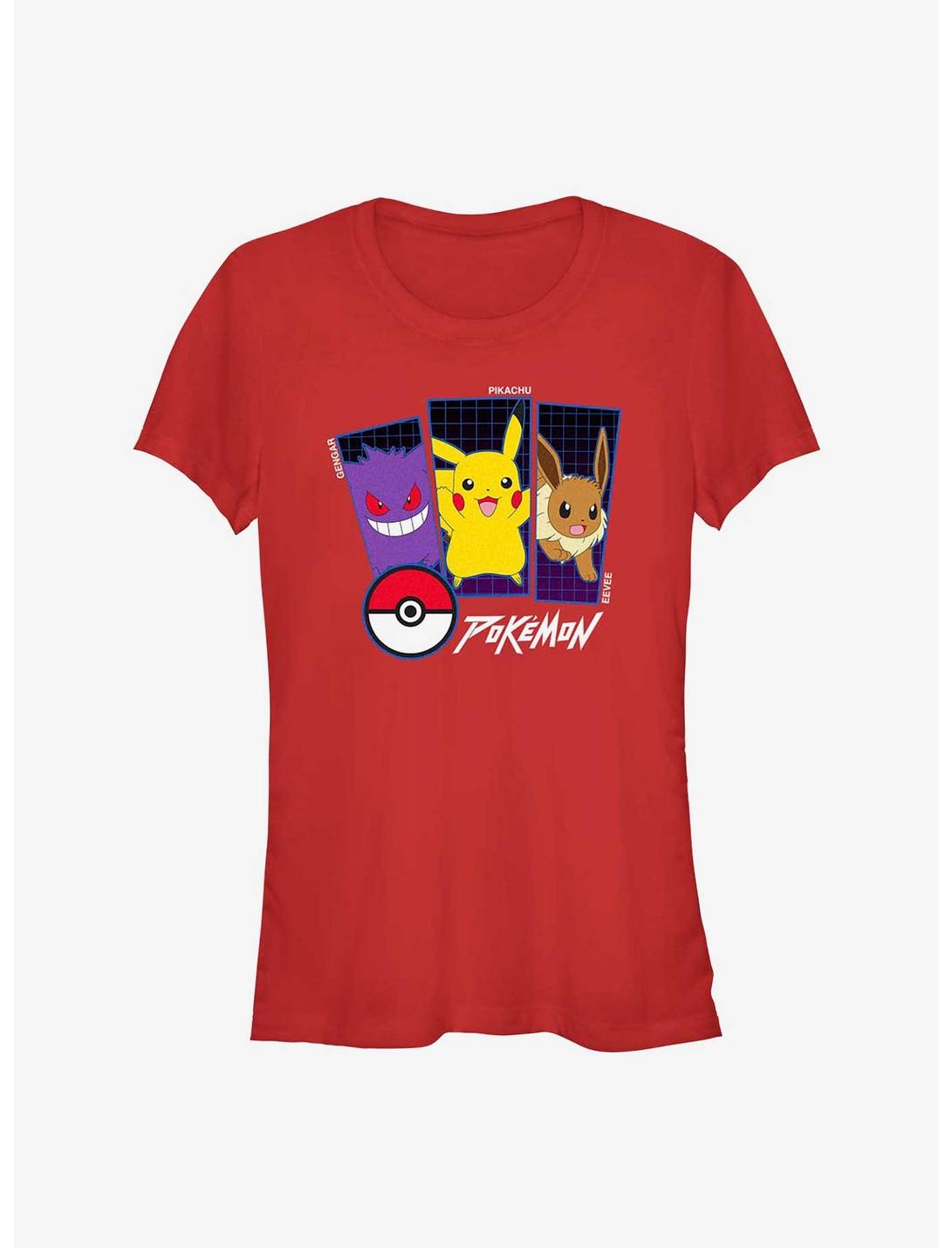 Pokemon Pokemon Trio Gengar, Pikachu, and Eevee Girls T-Shirt, RED, hi-res