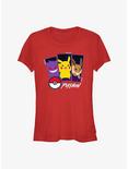 Pokemon Pokemon Trio Gengar, Pikachu, and Eevee Girls T-Shirt, RED, hi-res