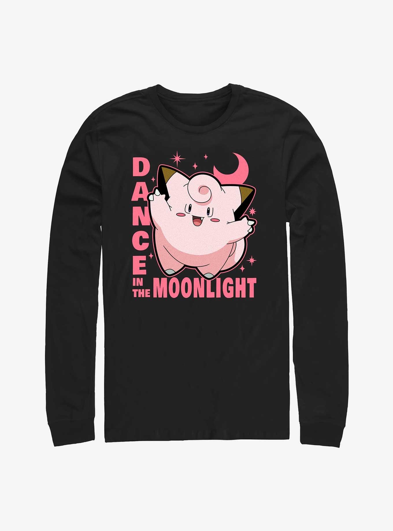 Pokemon Clefairy Dance In The Moonlight Long-Sleeve T-Shirt, BLACK, hi-res