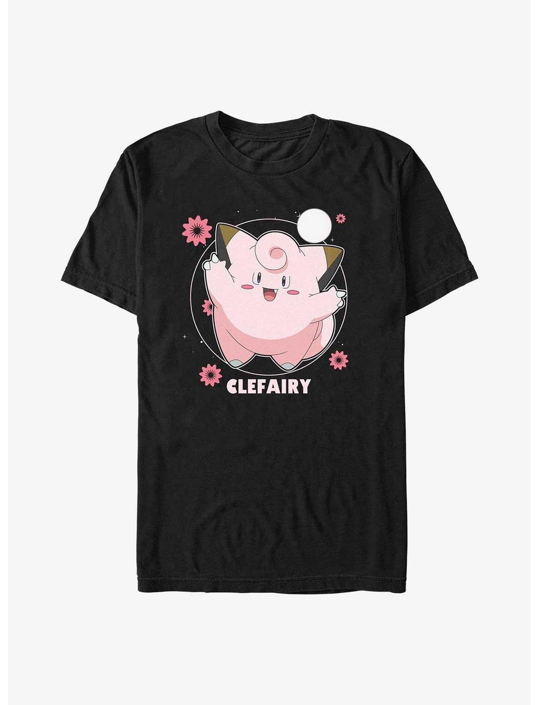 Pokemon Clefairy Flowers T-Shirt, BLACK, hi-res