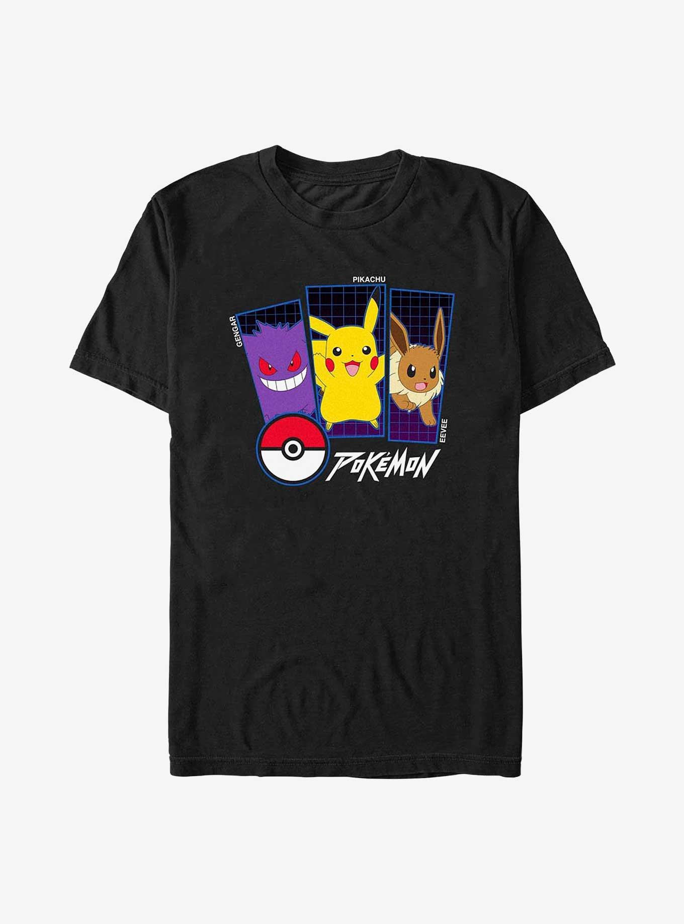 Pokemon Pokemon Trio Gengar, Pikachu, and Eevee T-Shirt, BLACK, hi-res