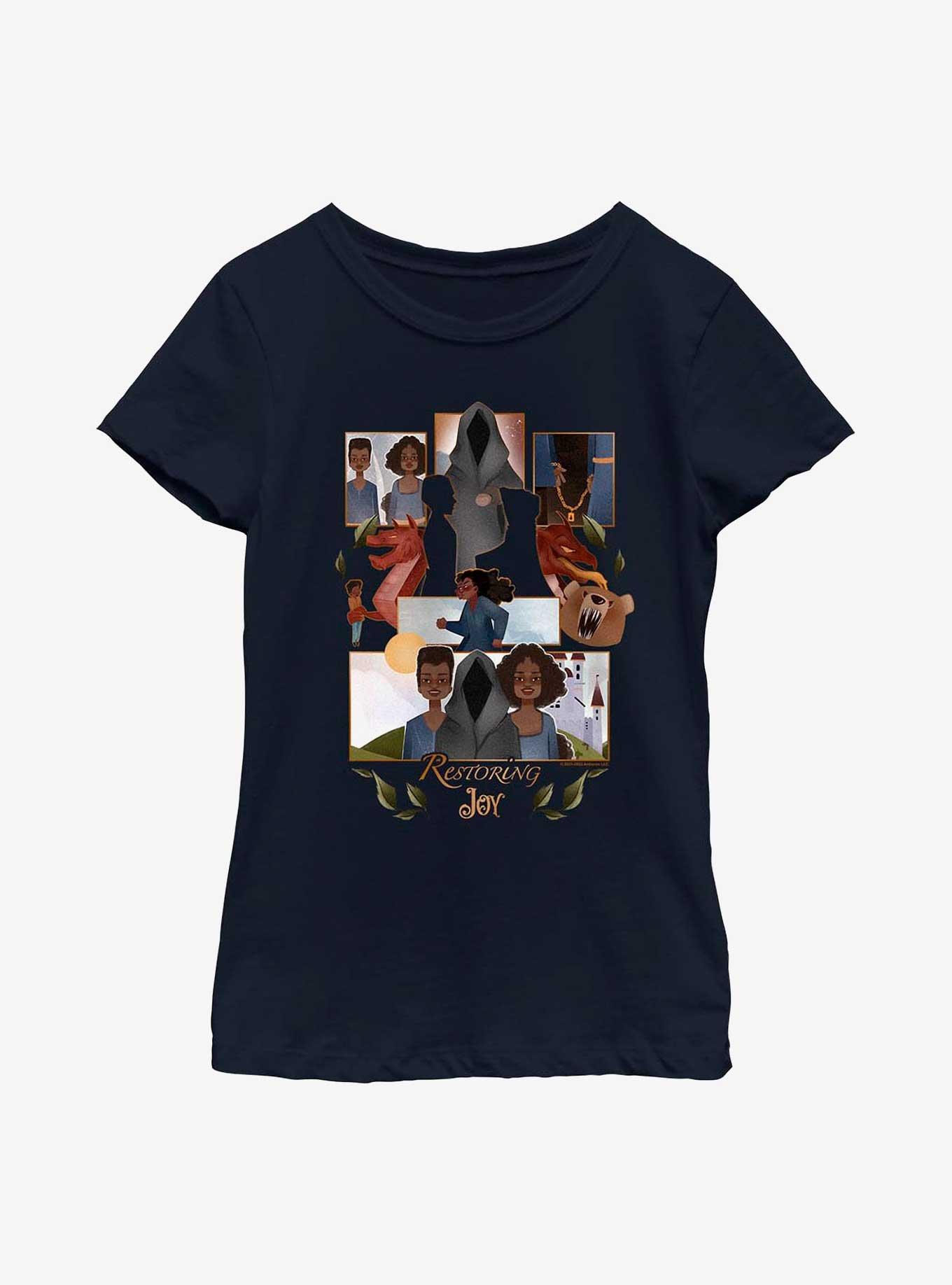 Anboran Restoring Joy Collage Youth Girls T-Shirt, NAVY, hi-res