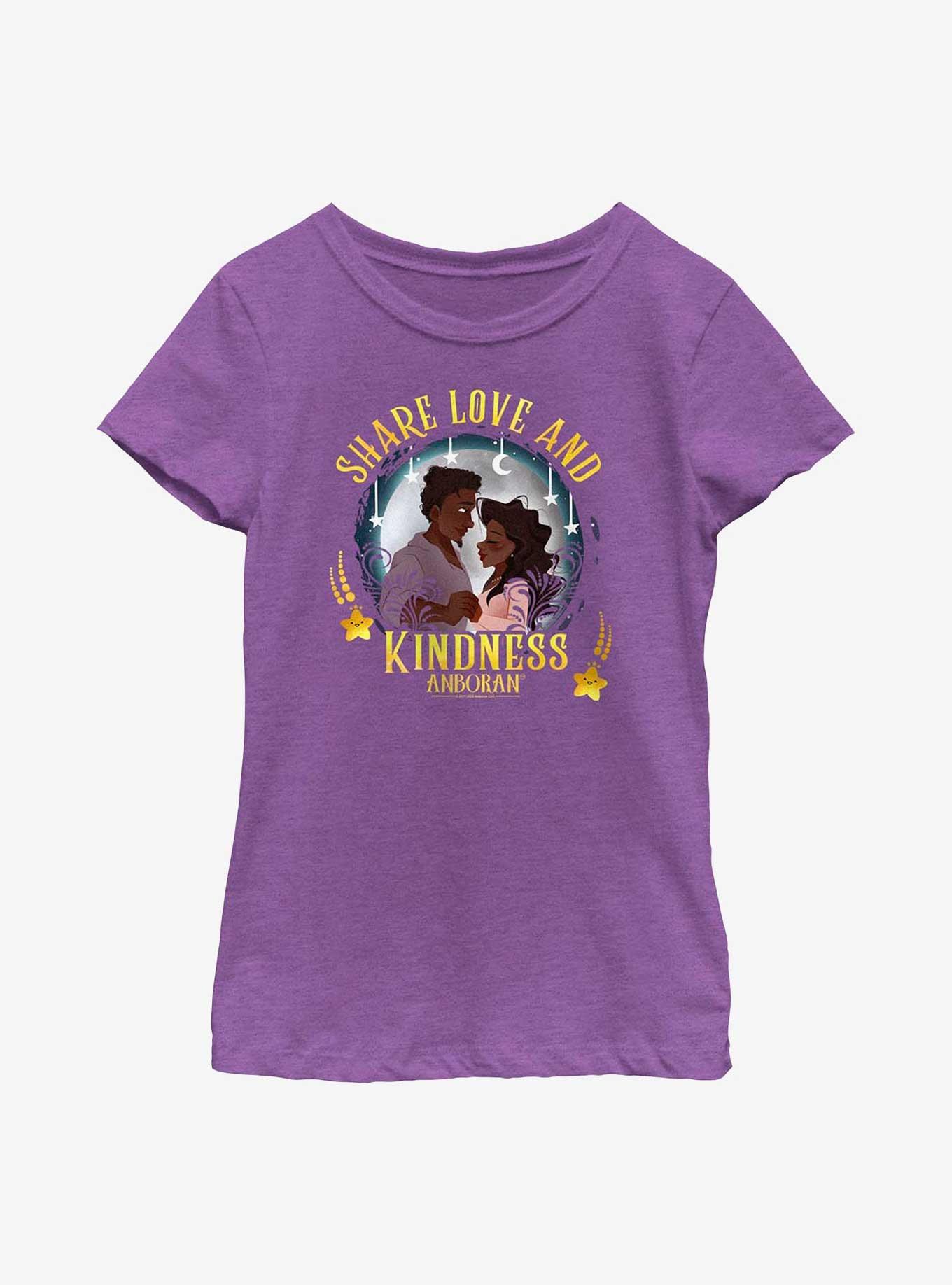 Anboran Share Love and Kindness Youth Girls T-Shirt, PURPLE BERRY, hi-res