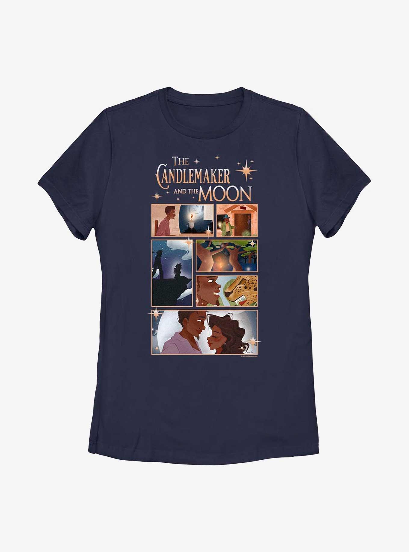 Anboran The Candlemaker and the Moon Collage Womens T-Shirt, NAVY, hi-res