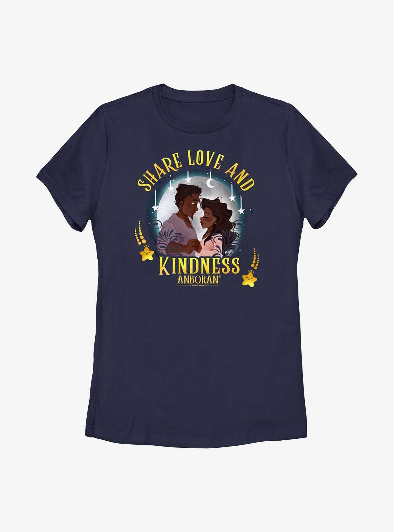 Anboran Share Love and Kindness Womens T-Shirt, NAVY, hi-res