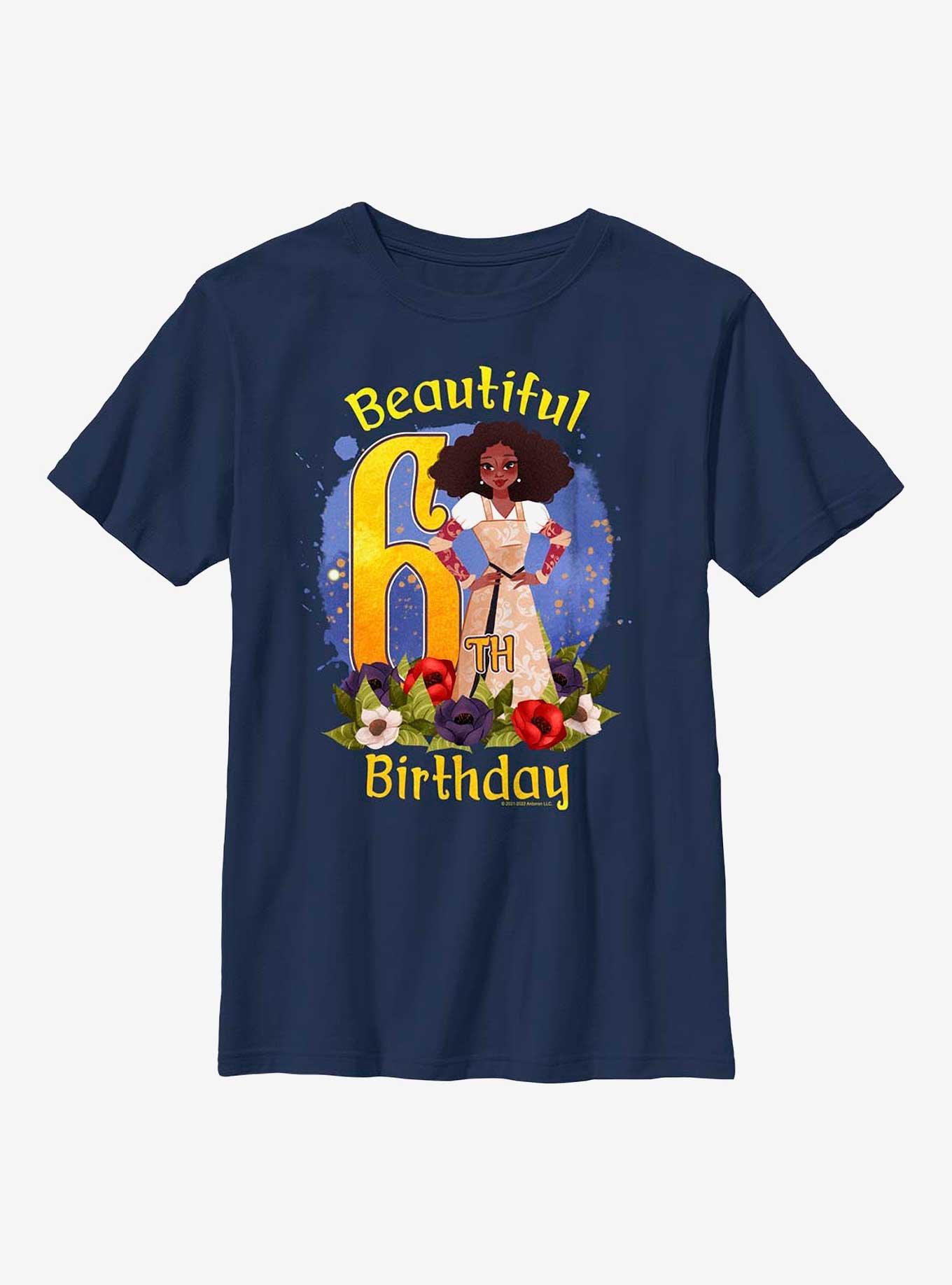 Anboran Beautiful 6th Birthday Youth T-Shirt, NAVY, hi-res