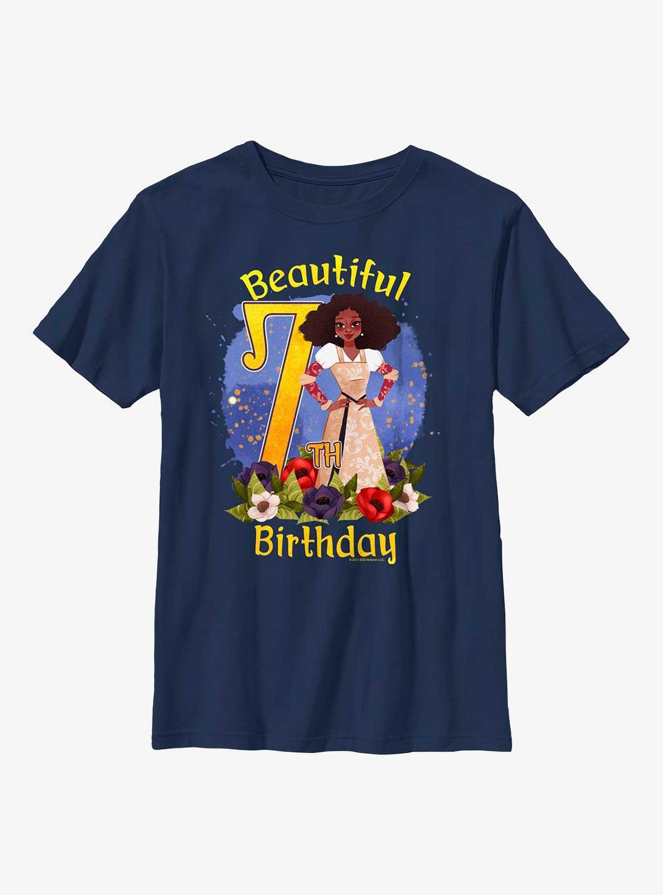 Anboran Beautiful 7th Birthday Youth T-Shirt, NAVY, hi-res