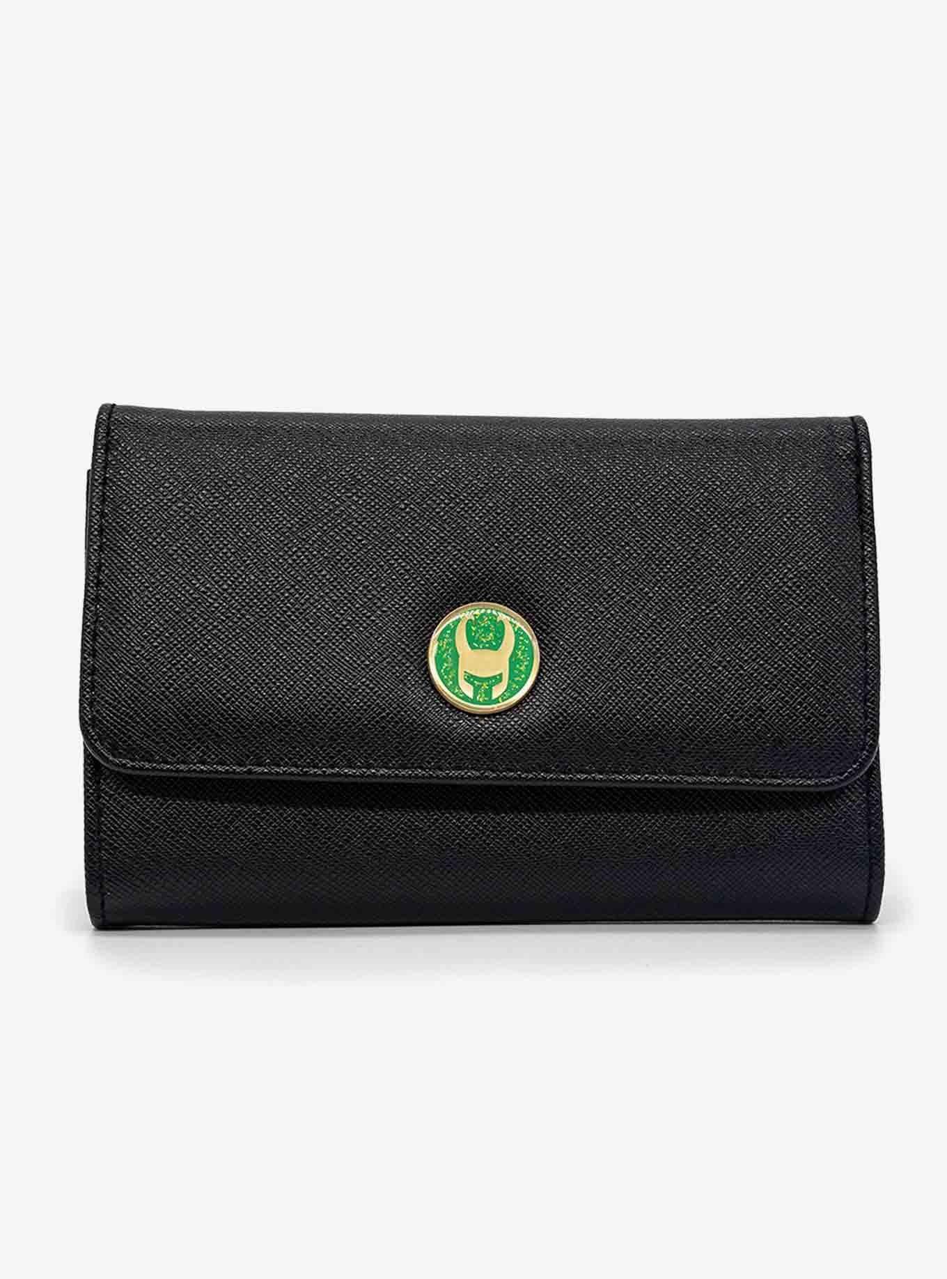 Marvel Loki Helmet Emblem Vegan Leather Foldover Flap Wallet, , hi-res