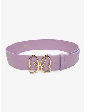 Disney Minnie Mouse Gold Bow Buckle Lilac Vegan Leather Belt, , hi-res