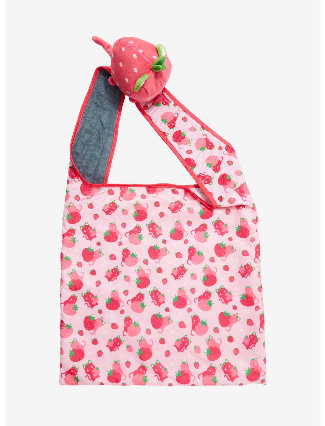 Strawberry Cat Plush Reusable Tote Bag, , hi-res