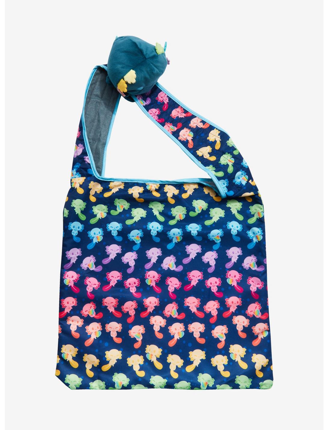 Rainbow Axolotl Plush Reusable Tote Bag, , hi-res