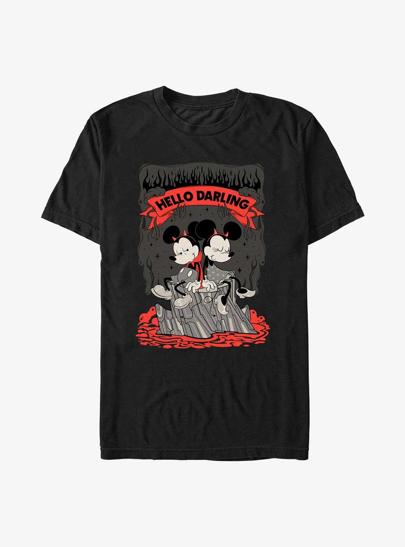 Disney Mickey Mouse Mickey and Minnie Devilish Hello Darling T-Shirt, BLACK, hi-res