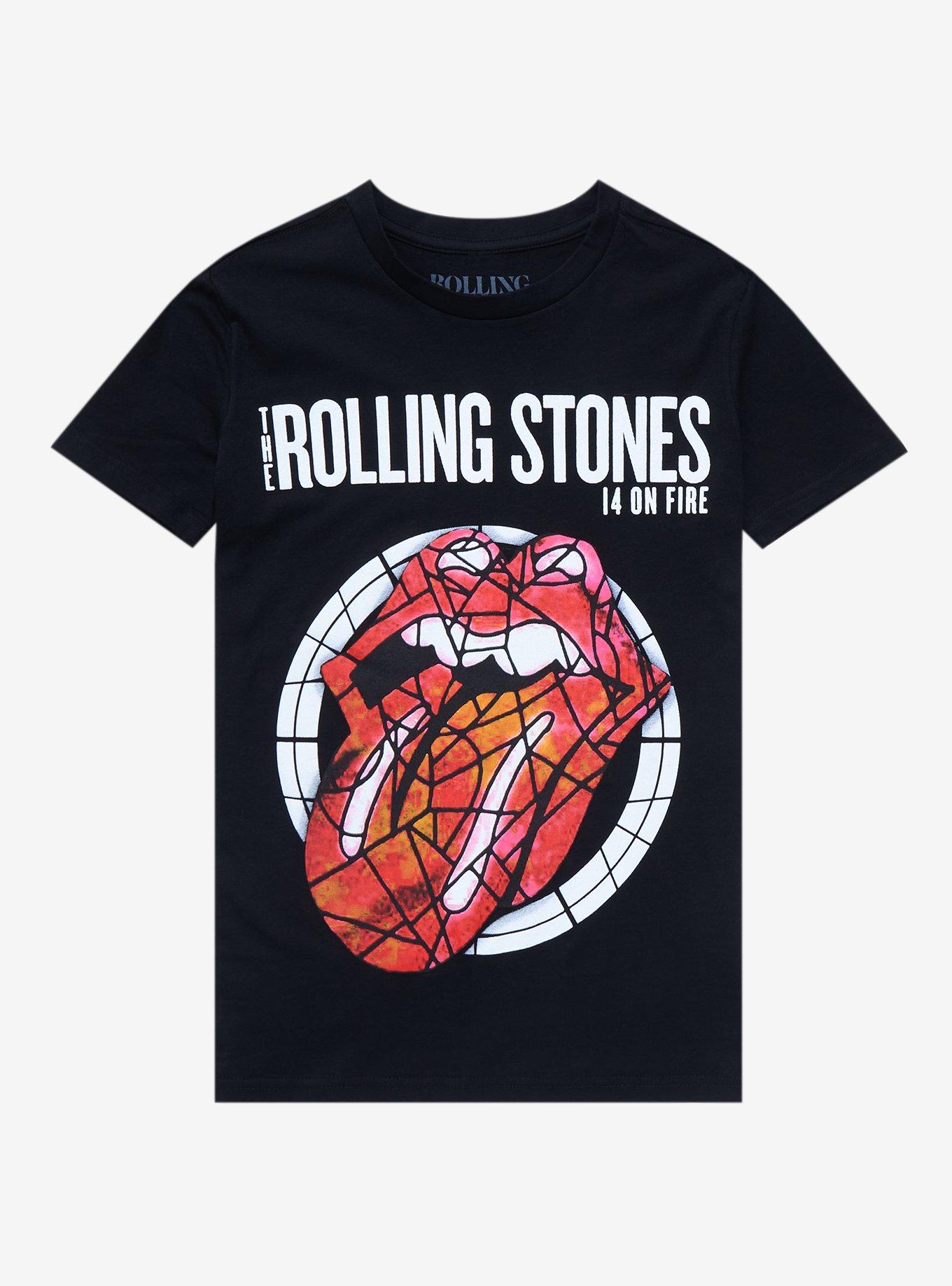 The Rolling Stones 14 On Fire Boyfriend Fit Girls T-Shirt, BLACK, hi-res