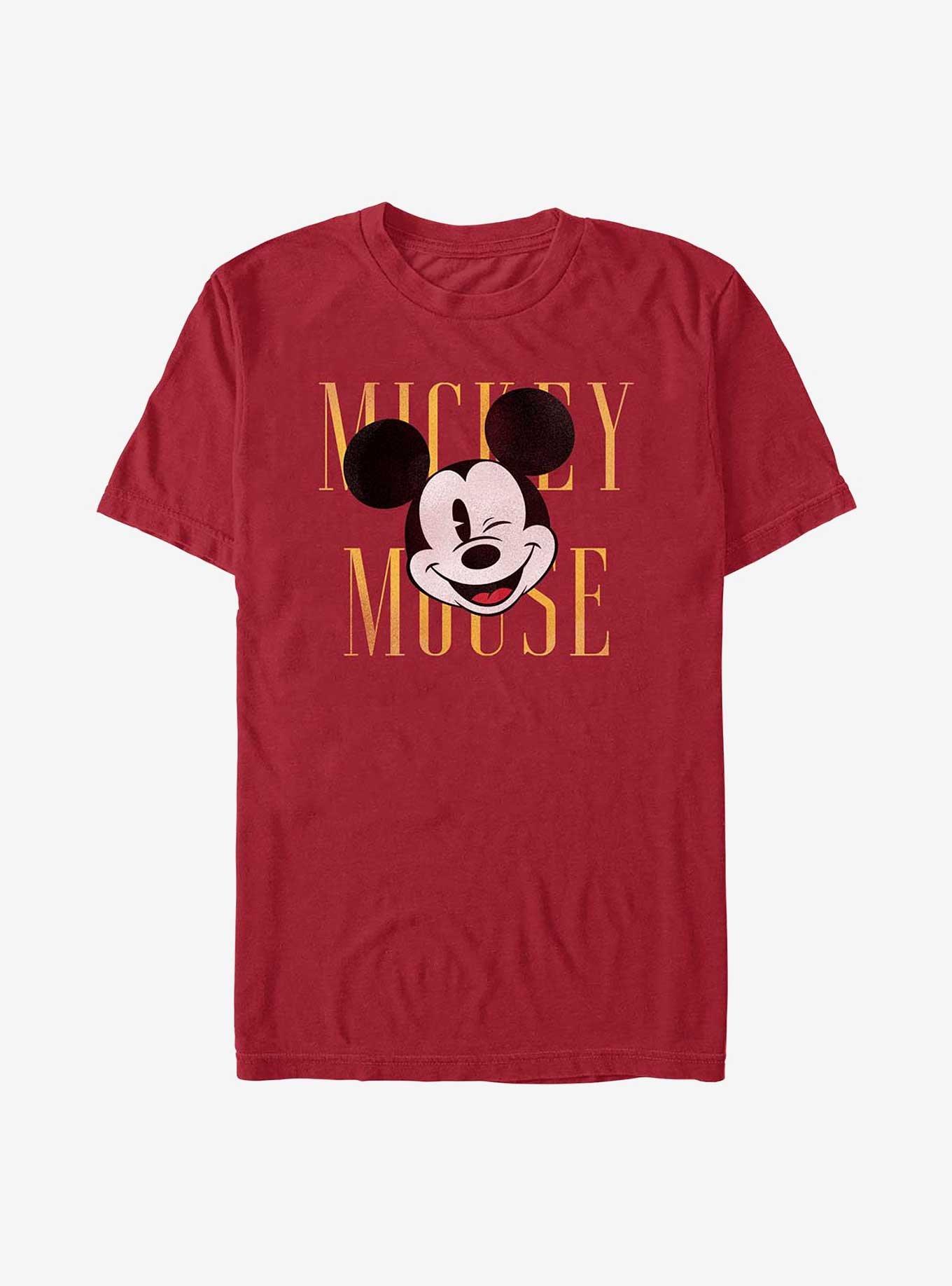 Disney Mickey Mouse Face Wink T-Shirt, CARDINAL, hi-res