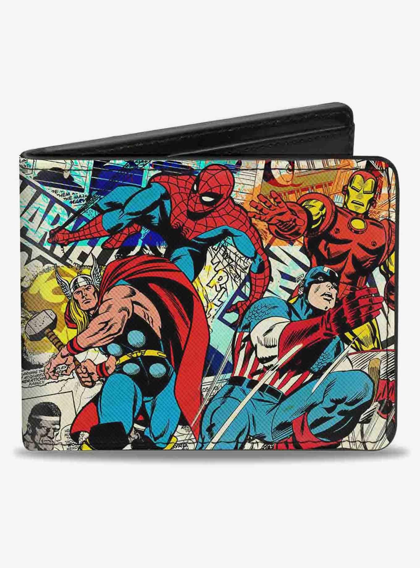 Marvel 4 Avenger Superhero Action Marvel Comics Logo Scenes Multi Bifold Wallet