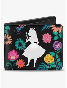 Disney Alice In Wonderland Silhouette Curiouser and Curiouser Floral Collage Bifold Wallet, , hi-res