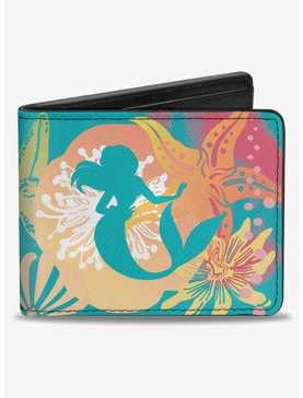 Disney The Little Mermaid Ariel Pose Shells Sea Flowers Collage2 Aqua Bifold Wallet, , hi-res