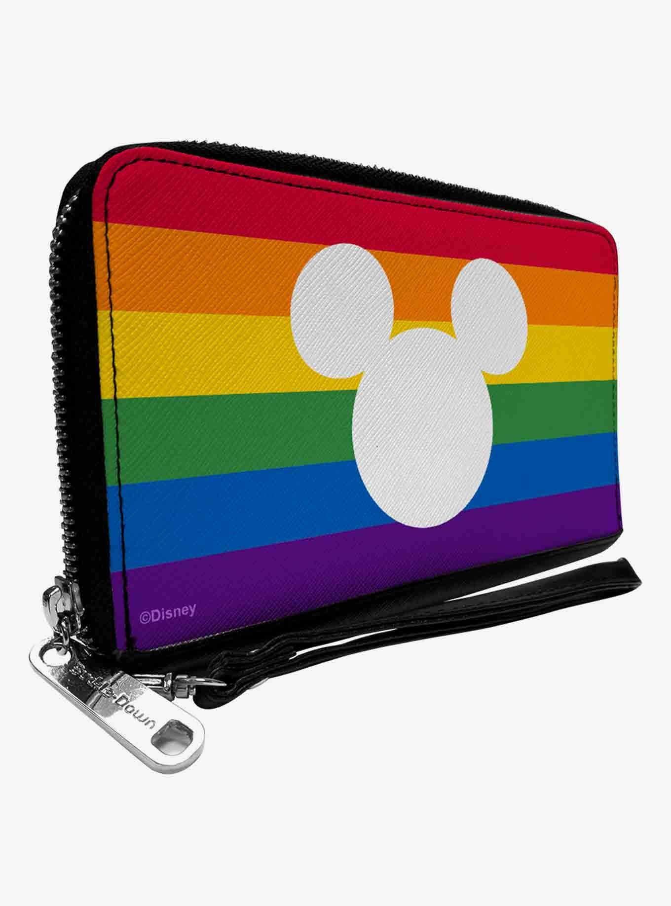Disney Mickey Mouse Pride Ears Icon Rainbow Stripe Zip Around