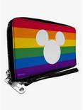 Disney Mickey Mouse Pride Ears Icon Rainbow Stripe Zip Around Wallet, , hi-res