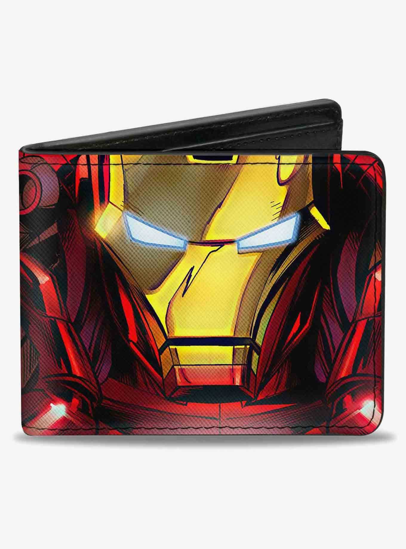 Marvel Iron Man Face Chest Arc Reactor Close Up Bifold Wallet, , hi-res