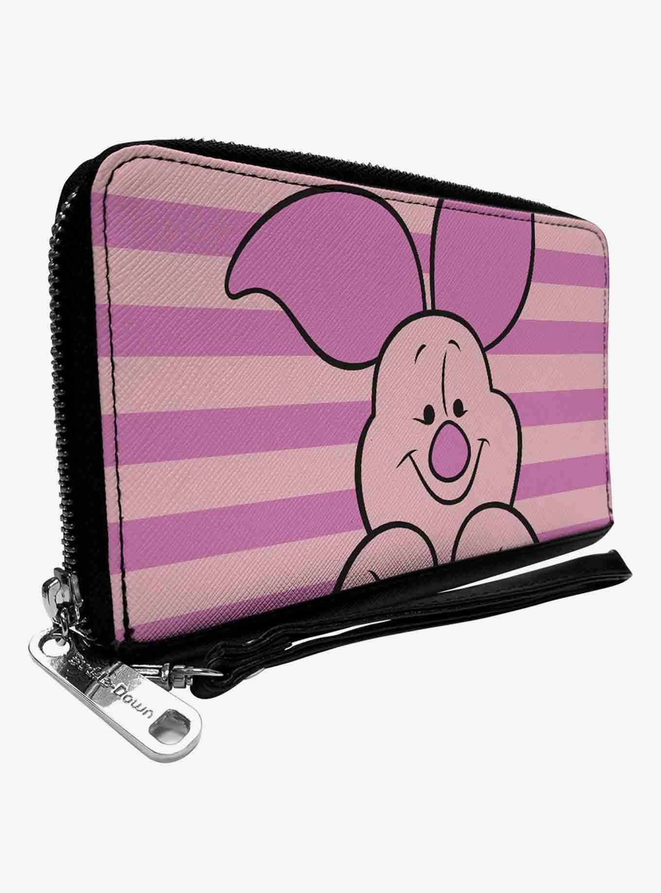 Disney Winnie The Pooh Piglet Expression Close Up Stripe Zip Around Wallet, , hi-res