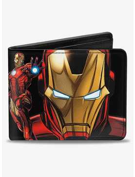 Marvel Iron Man Pose Face Pose Iron Man A Logo Bifold Wallet, , hi-res