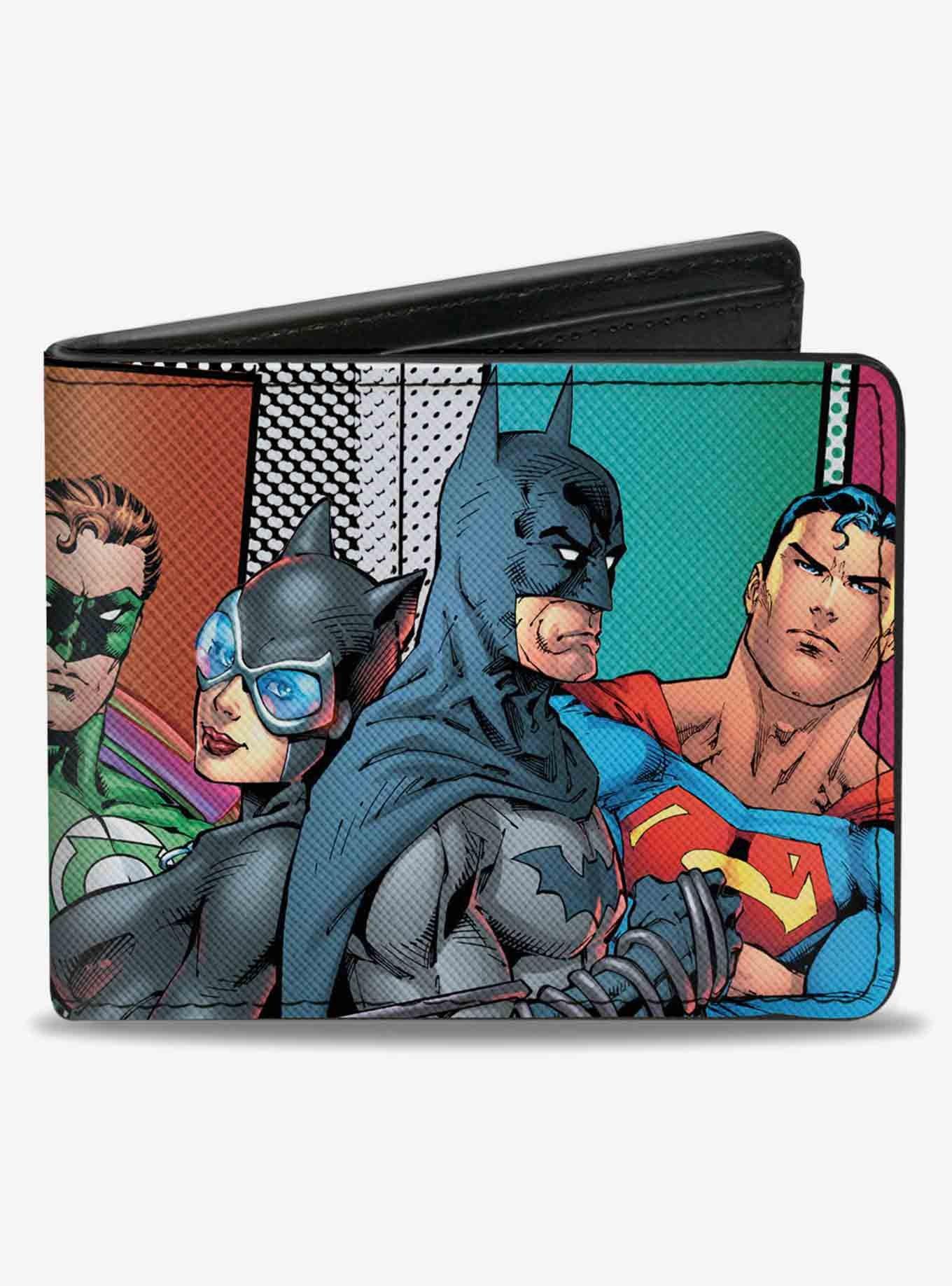 DC Comics Justice Leage 4 Superheroes 2 Villains Pose Block Bifold Wallet, , hi-res