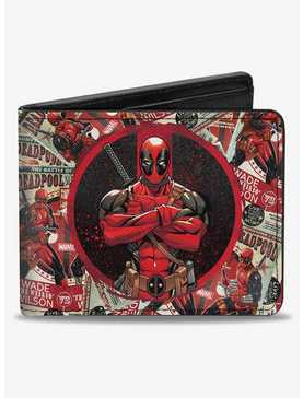 Marvel Deadpool Arms Crossed Pose Badge Wade Vs Wade Poster Stacked Bifold Wallet, , hi-res
