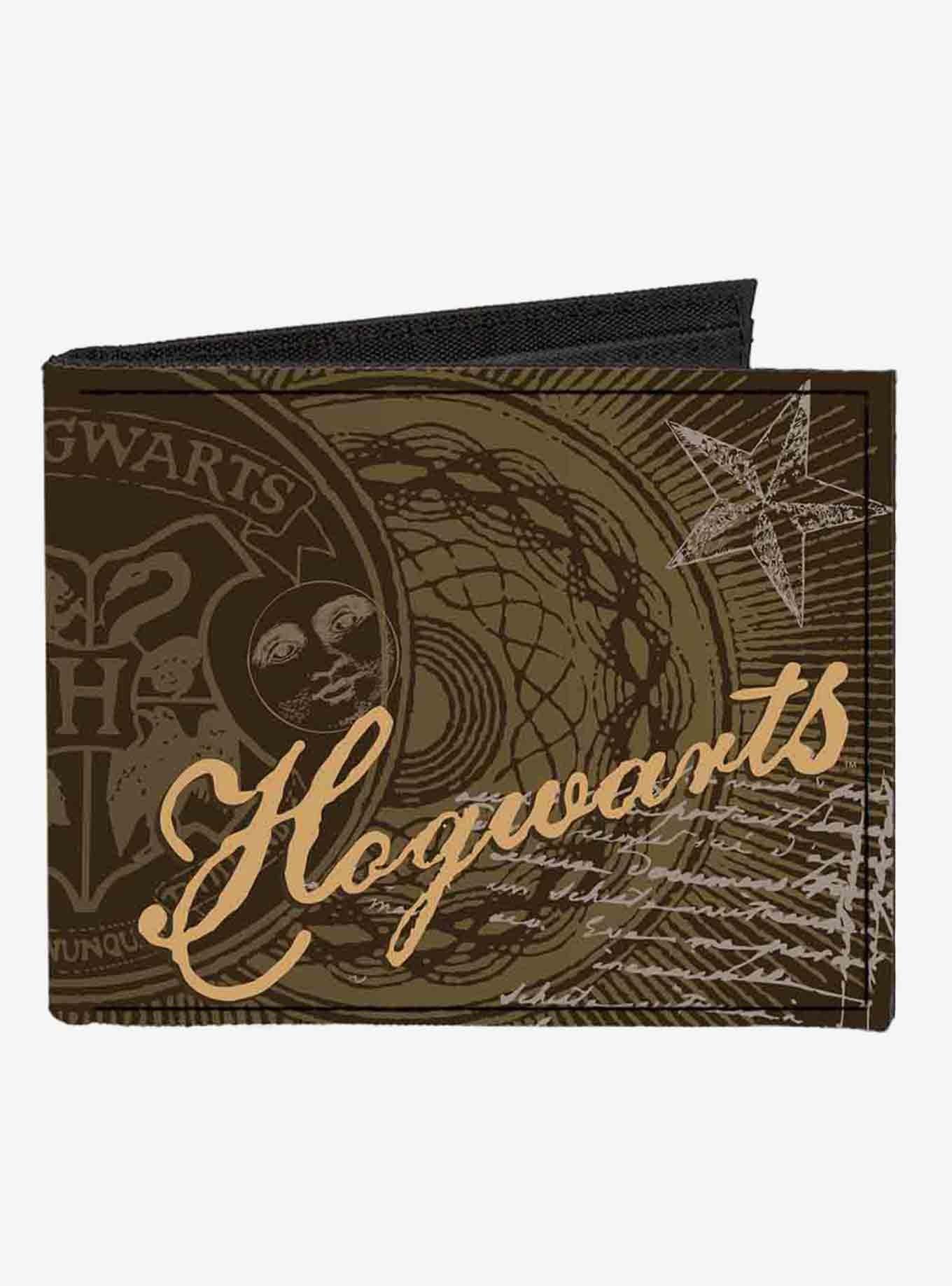 Harry Potter Hogwarts Symbols Collage House Badges Canvas Bifold Wallet