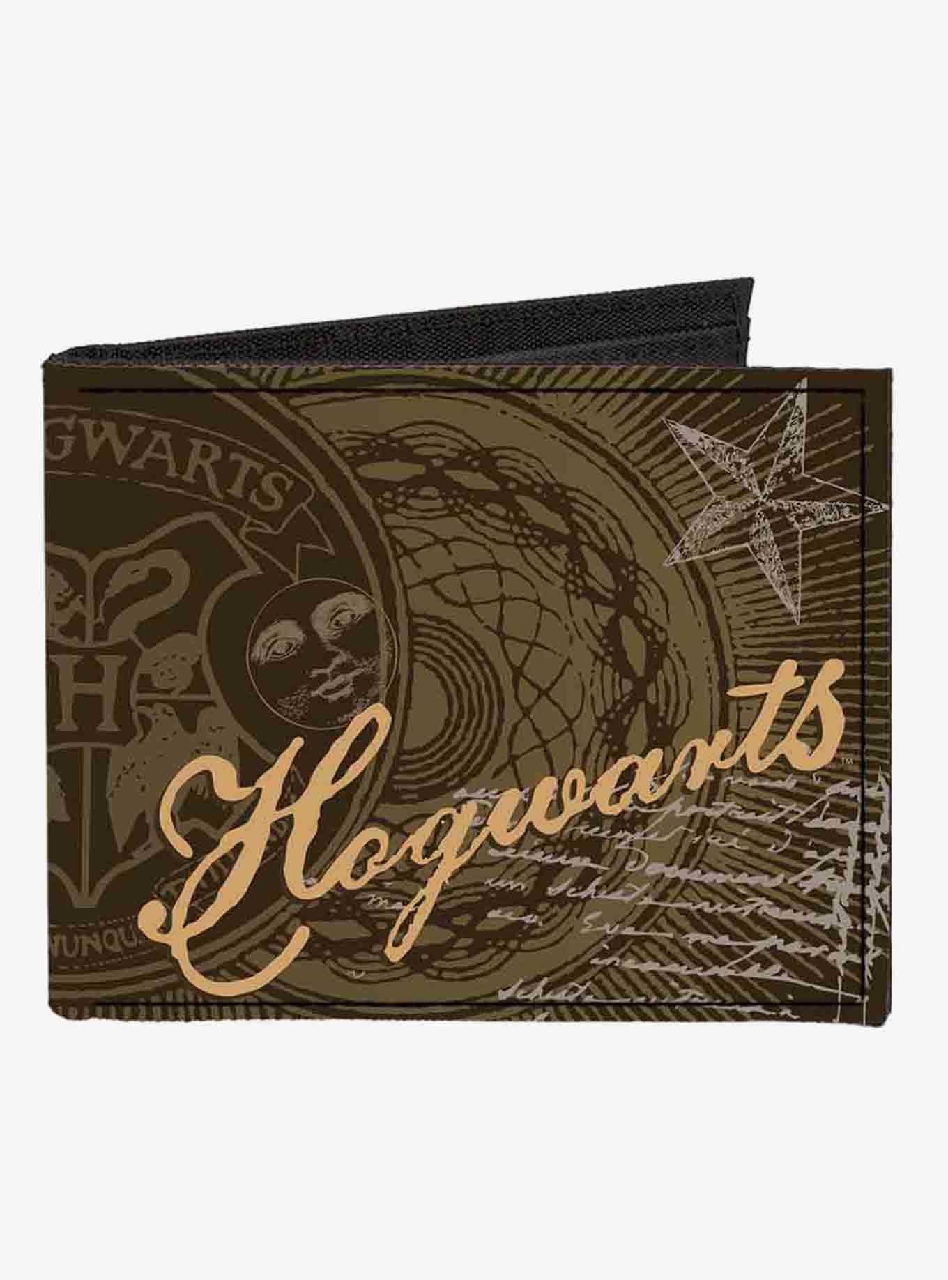 Harry Potter Hogwarts Symbols Collage House Badges Canvas Bifold Wallet, , hi-res