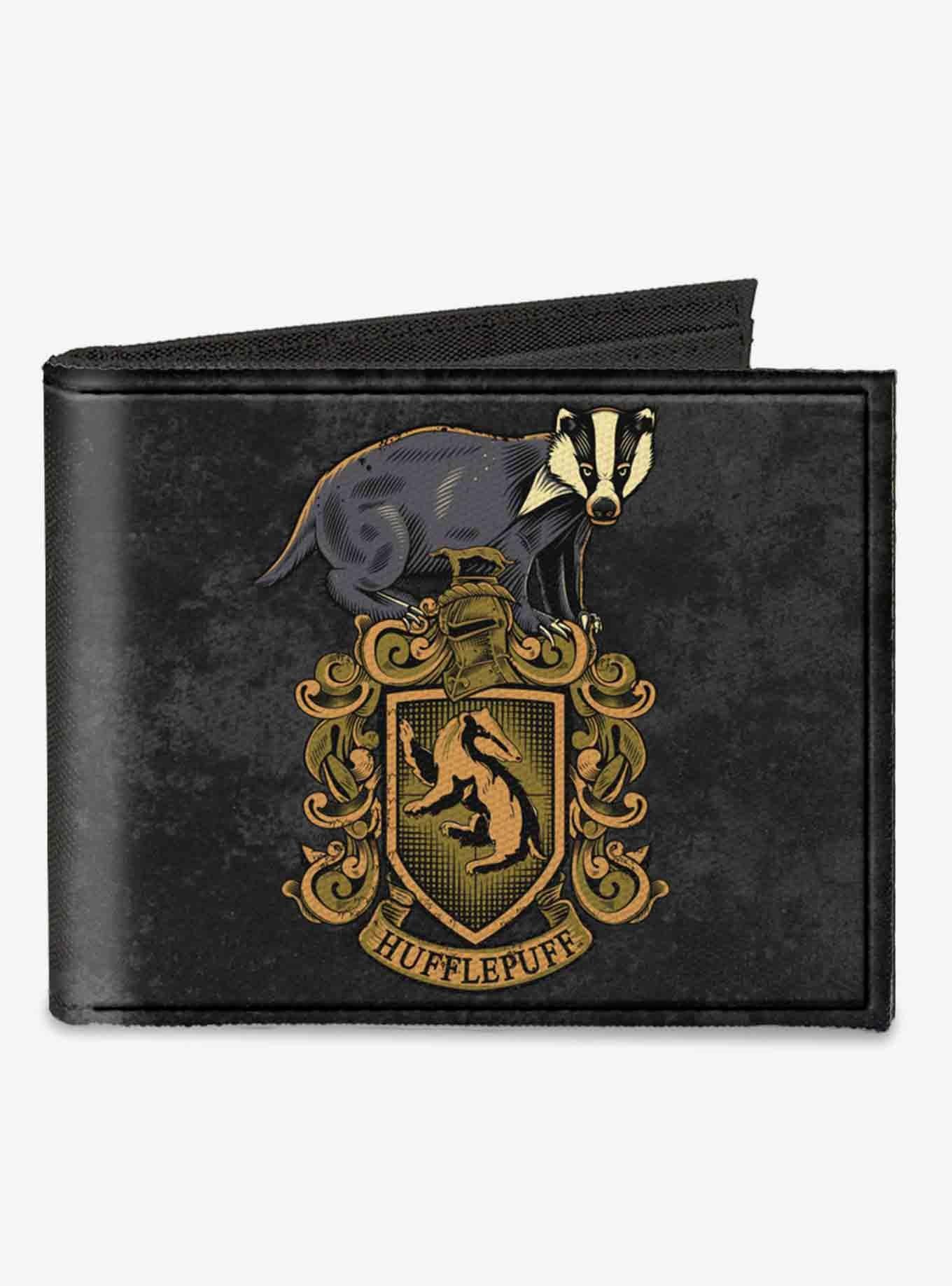 Harry Potter Hufflepuff Badger Crest Dedication Patience Loyalty Banner Canvas Bifold Wallet, , hi-res