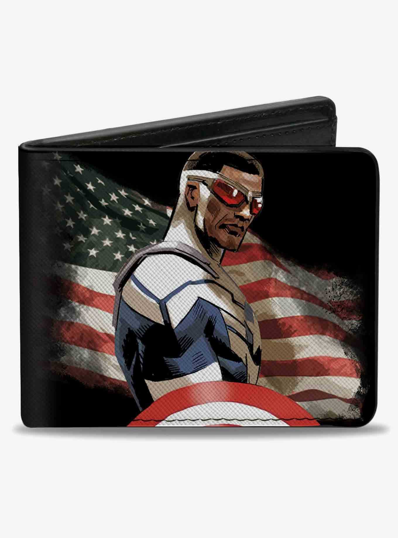 Marvel Captain America Sam Wilson American Flag Pose Bifold Wallet, , hi-res