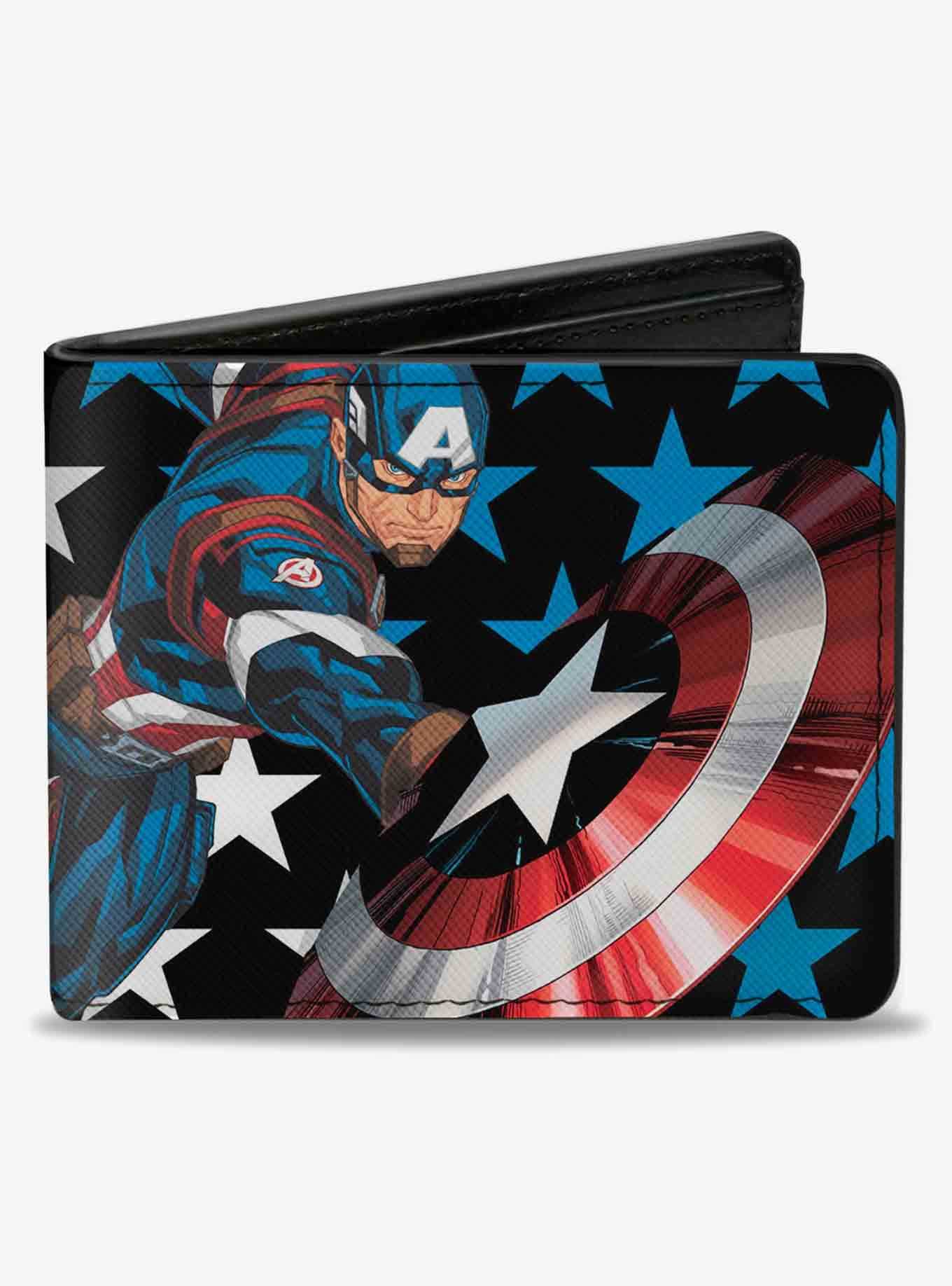 Marvel Captain America Throwing Shield Stars Bifold Wallet, , hi-res