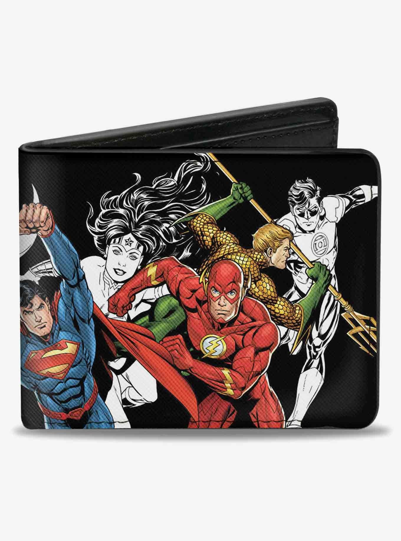 DC Comics Justice League New 52 Superhero Action Poses Bifold Wallet, , hi-res