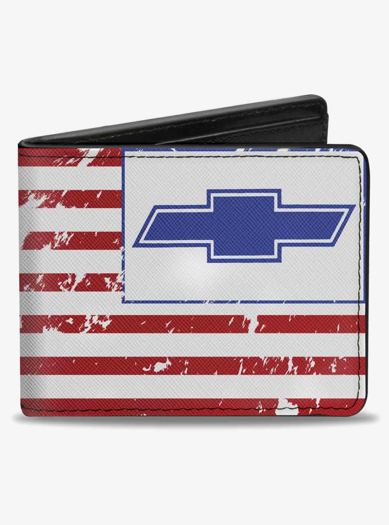Chevrolet Bowtie Americana Flag Weathered Bifold Wallet, , hi-res